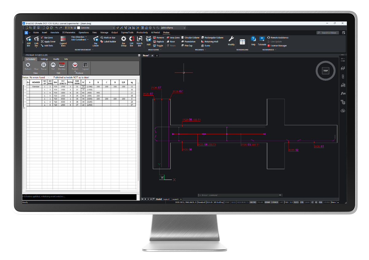 Image of related industry: Probar for BricsCAD – Schedule Palette 