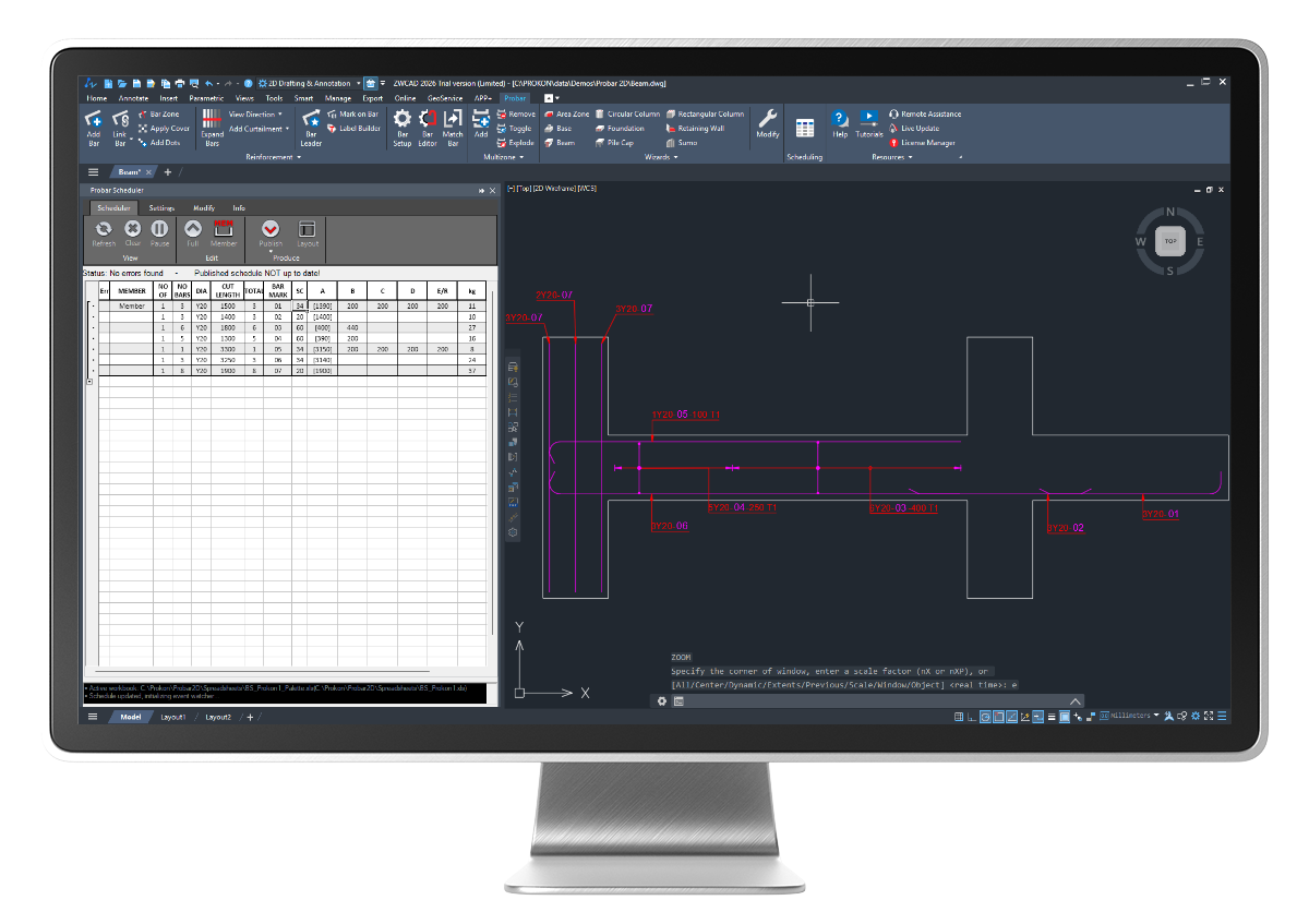 Image of related industry: Probar for ZWCAD – Schedule Palette 